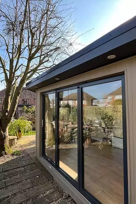 custom design garden room for corner plot of solihull garden
