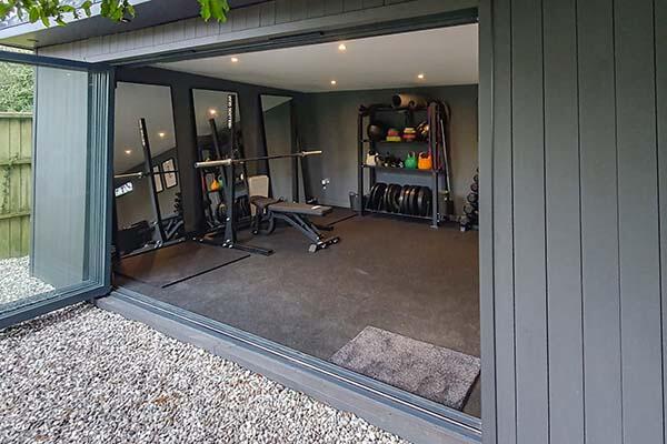 modern home gym in the garden in bespoke building